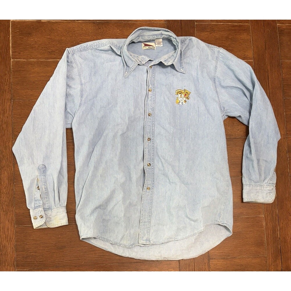 Vintage Kentucky Wildcats Men’s Size M Denim Button Down Long sleeve Shirt